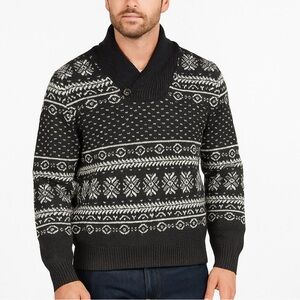 Bill Blass Black and White Patterned V-Neck Sweater Wool and Acrylic Blend